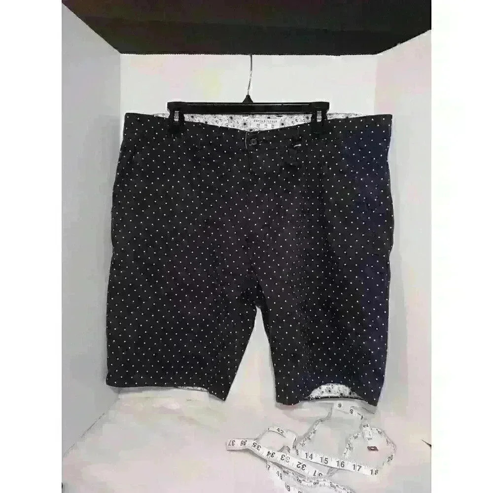 DENIM & FLOWERS RICKY SINGH Mens‎ Power Stretch Shorts SIZE 38 BLUE w/white DOTS